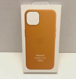 -New- Genuine Original Apple iPhone 13 Leather Case Golden Brown - Picture 1 of 3