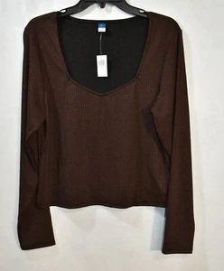 Old Navy Cropped Square Neck Sweater Size XL Metallic Women's New - Picture 1 of 5