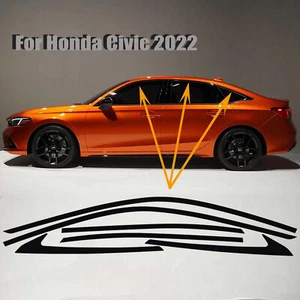 6x Chrome Delete Blackout Window Trims For Honda Civic Sedan 21-22- Glossy Black - Picture 1 of 11