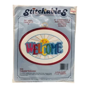 Vintage Dimensions Stitchables Colorful Welcome 7676 No Count Cross Stitch - Picture 1 of 6