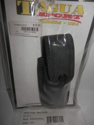 Tagua Nylon Single Mag Carrier Ambidextrous - All 1911 Mags #NSIN-02011 NIP - Image 1 of 2