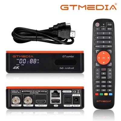 GENUINE DVB-S2/T2/C Combo 4K Satellite TV Receiver PVR Android Smart TV Box WiFi - Image 1 of 4