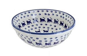 Blaue Rose polnische Keramik kitschig Kätzchen Müsli/Suppenschüssel - Bild 1 von 1