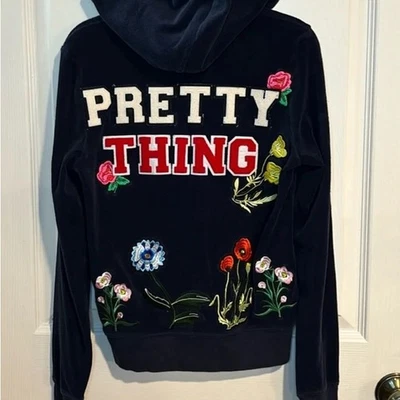 Juicy coutur Sudadera con Capucha Azul Marino con Bordado Floral Foto 1 de 4