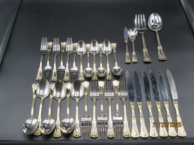 34 ROYAL ALBERT *OLD COUNTRY ROSES GOLD * TALHERES DE AÇO INOXIDÁVEL!  6 CONJUNTOS +SRVG PCS - Imagem 1 de 4