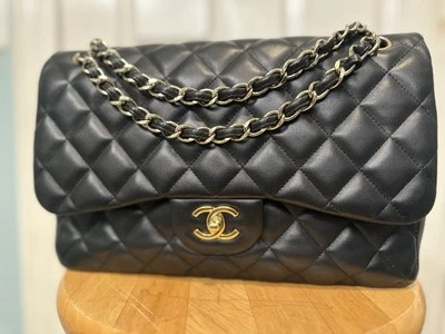 Black Quilted Caviar Jumbo Classic Double FlapChampagne GoldSeries 2013-2014 - Image 1 of 4