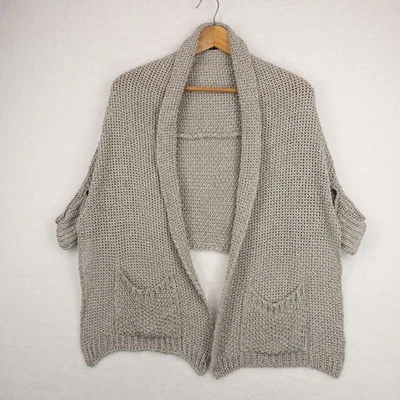 Sita Murt Sweater Womens Size 10 Cardigan Silver Metallic Shawl - Image 1 of 4