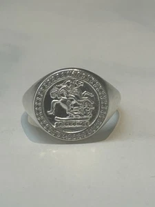 925 Sterling Silver Cz St George Coin Ring Size W New - Picture 1 of 6