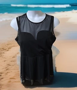 Torrid 3 Black Swim Dress Push Up Mesh Lightly Padded One Piece Swimsuit - Picture 1 of 14