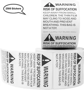 Warning Label Risk of Suffocation Keep Away From Children 2"x2"Stickr 2500 Label - Picture 1 of 5