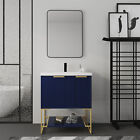24" 30" Freestanding Bathroom Vanity With Resin Basin Sink and Open Shelf