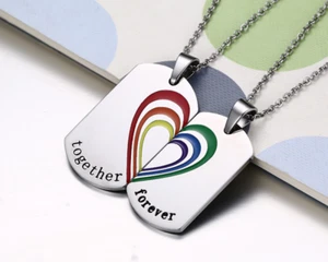 Collana Ciondolo Coppia Acciaio Inox Arcobaleno Love TAG Orgoglio Gioielli Regalo Coppia - Foto 1 di 7