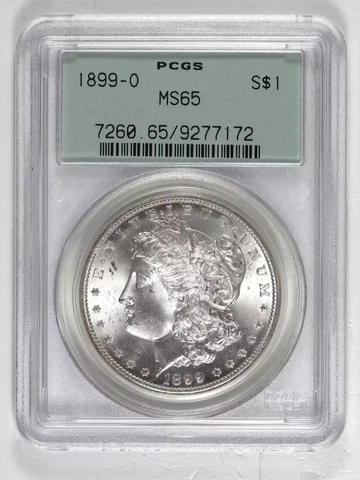 1899 O Morgan Silver Dollar PCGS MS-65 Cover