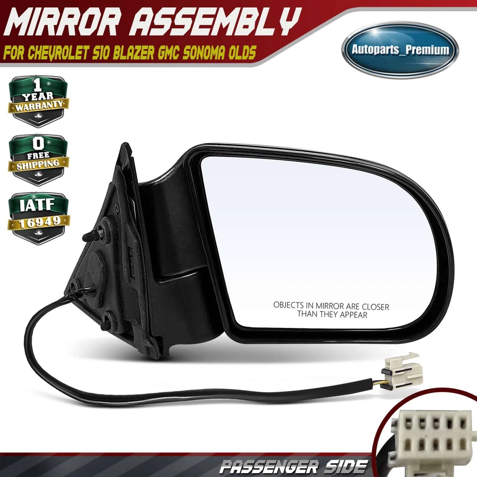 Черное зеркало заднего вида для пассажира под правую руку без подогрева для Chevy Blazer S10 GMC Sonoma Olds - Изображение 1 из 4