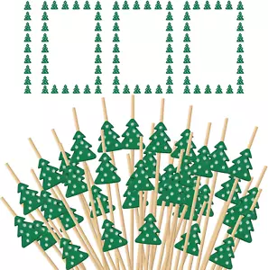 1000 Pcs Christmas Cocktail Sticks Picks Decoration, Xmas Tree Shape Fruit Food - Picture 1 of 7