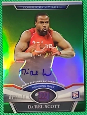 Da'Rel Scott  /150 2011 Topps Platinum Green Refractor Rookie Auto RC NY Giants - Image 1 of 2