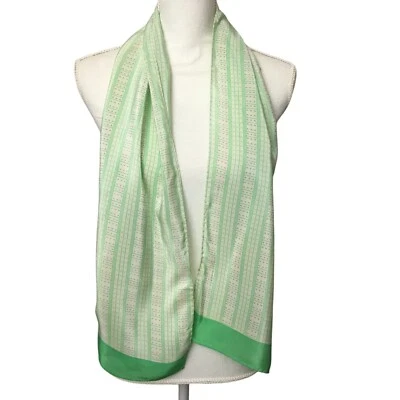 Bufanda Vintage Estampado Verde Mezcla Seda B. Altman & Co. Art Deco Mediados de Siglo Moderno Foto 1 de 4