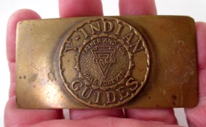 RARE Vintage Y-INDIAN GUIDES YMCA FATHER & SON PALS FOREVER BRASS BELT BUCKLE - Picture 1 of 8