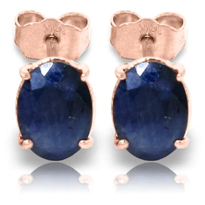 2 Carat 14K Solid Rose Gold Stud Earrings Natural Sapphire - Picture 1 of 4