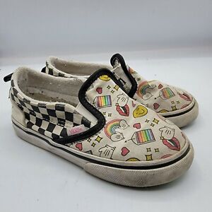 Vans Off The Wall Flour Shop By Amirah Kassem Toddler 8.5 White Casual Shoes