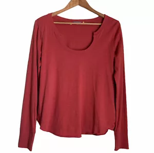 Anthropologie Little Yellow Button Tee Size Medium Peach Cotton Long Sleeve Top - Picture 1 of 11