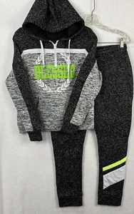 Pantalones deportivos Love New York BLESSED gris jaspeado 30x26 y sudadera con capucha para jóvenes usados en excelente estado - Imagen 1 de 19
