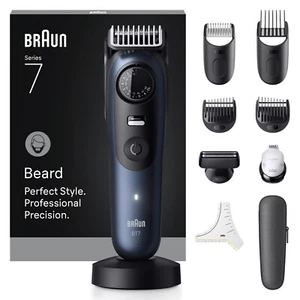 Braun Beard Trimmer Series 7, +10 Barbering Tools, Blue BT7540 - Picture 1 of 7