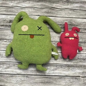 Set of 2 Ugly Doll Plush Monster 12" Green Ox + 7" Hot Pink Little Bent - Picture 1 of 14