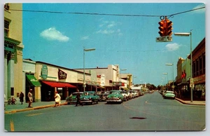 Sarasota Florida~Main Street~Ritz Theater~Leeds Store~Traffic Light~1950 Cars - Picture 1 of 2