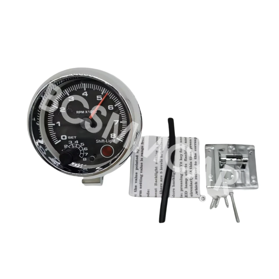 Pointer Tachometer Gauge Meter 0-8000RPM 12V Adjustable Shift Light 7 LED Colors - Изображение 1 из 4