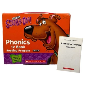 2004 Scholastic Scooby Doo Phonics 12 Book Reading Program + Cassette Like New - Imagen 1 de 8