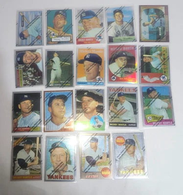 Juego de 19 cartas conmemorativas de Mickey Mantle 1996 cromadas Topps Bowman reimpresión Foto 1 de 4