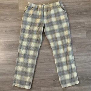 Scully Pants Mens XL Corduroy Beige Plaid Drawstring Wide Leg Pajamas - Picture 1 of 13
