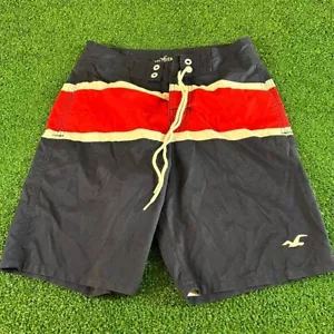 Hollister Swim Trunks Red White Blue Striped Swim Shorts Drawstring Mens 28" - Picture 1 of 11