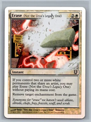 Magic The Gathering Unhinged Erase (Not the Urza's Legacy One) #10/140 Foil MTG - Image 1 of 2