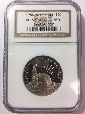 1986 S Liberty Commemorative Proof Clad Half-Dollar PF 69 UC NGC SKU#9037 - Image 1 of 2