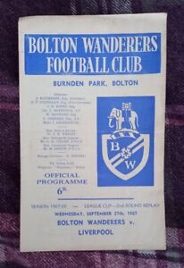 1967/68 League Cup 2nd Round Replay - BOLTON WANDERERS v. LIVERPOOL