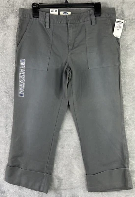 Pantalones capri cortos ligeros Old Navy para mujer 10 grises caqui con puños rectos nuevos con etiquetas Foto 1 de 4