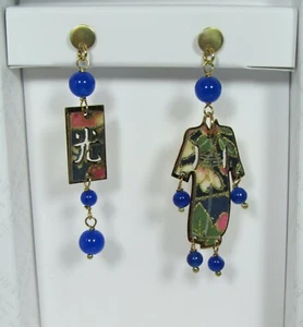 Orecchini Kimono Argento Mini Blu - Foto 1 di 1