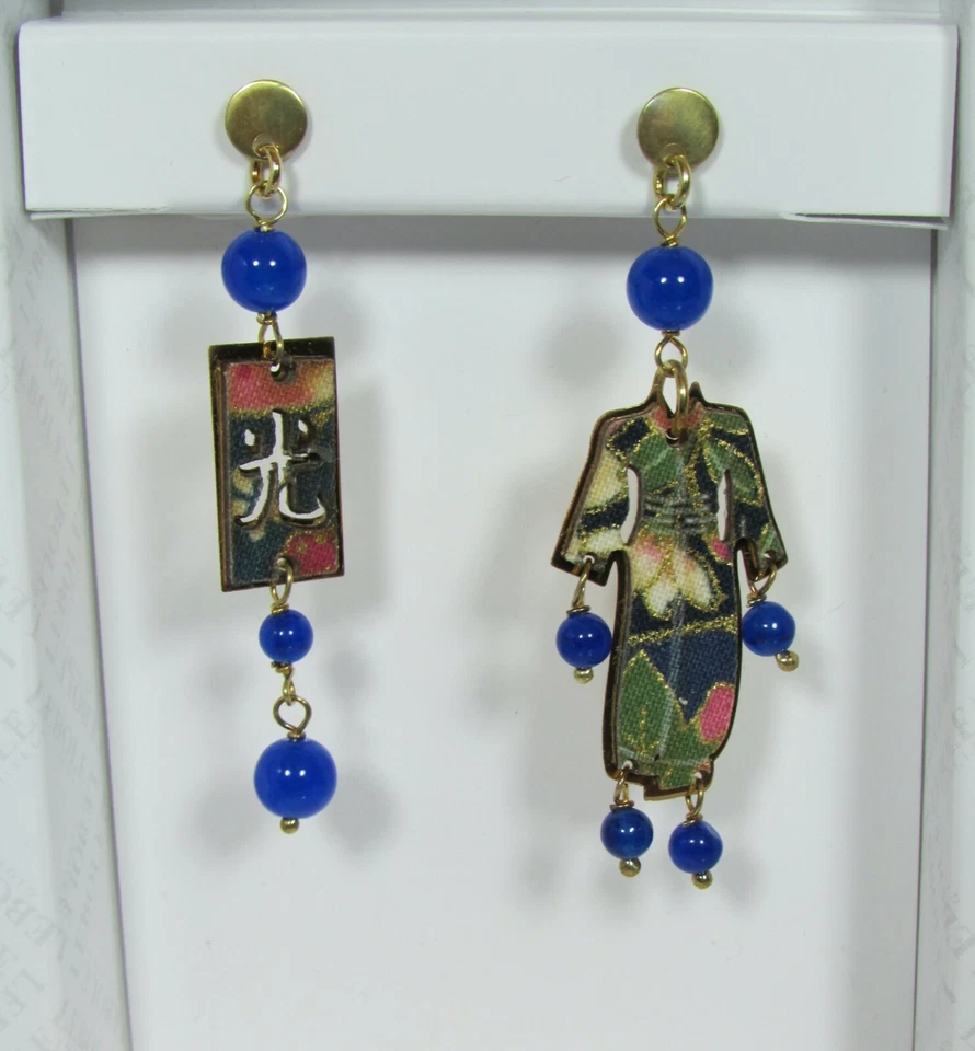 Orecchini Kimono Argento Mini Blu - Immagine 1 di 1