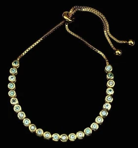Blue Apatite Bracelet 14K on Sterling Silver Adjustable Bolo 6.5-10” Bezel 3mm - Picture 1 of 13