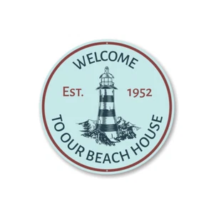 Welcome to Our Beach House, Established Beach House Sign, Beach Metal Sign - Picture 1 of 4