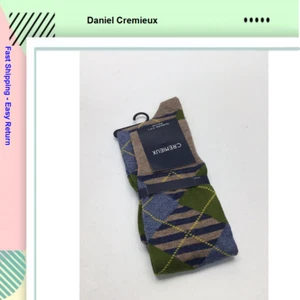 Italy Cremieux Mens Geometric Crew Socks Cotton Blend Green 6-12.5 - Picture 1 of 2