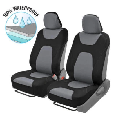 Black/Gray Classic Waterproof Car Seat Covers 2 Piece Front Protector Coverage - Image 1 of 4