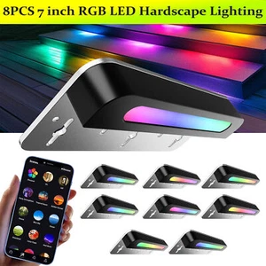 8PCS 7'' RGB LED Hardscape Lighting Retaining Changing Outdoor Step Lights ,w - Picture 1 of 8