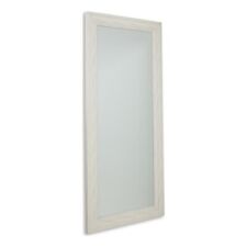 Ashley Furniture Jacee Traditional Beveled Glass Floor Mirror in Antiqued White