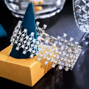 White Gold Plated Cubic Zirconia Big Wide Round Tennis Bracelet Trendy Jewellery - Bild 1 von 14