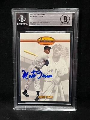 MONTE IRVIN GIANTS SIGNED AUTOGRAPH AUTO 1993 TED WILLIAMS CARD #54 BAS BECKETT - Image 1 of 2