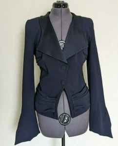 Zac Posen Blazer Jacket Womens Navy Blue Flute Sleeve Size 6 US / 8 - 10 AU - Picture 1 of 9