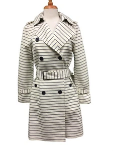 Coach 83343 Women's Casual Button Down Striped Long Trench Coat Jacket - Picture 1 of 11